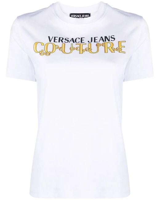 Versace Jeans Couture White Logo-print Cotton T-shirt