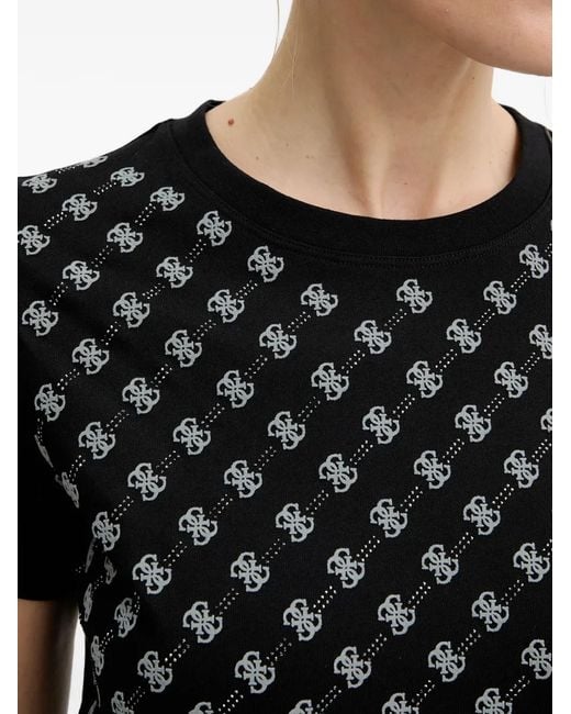 Guess Black Patterned Crew-Neck T-Shirt