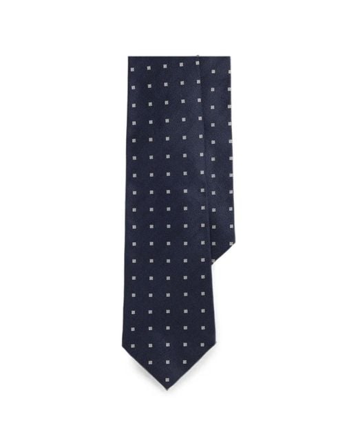 Ralph Lauren Blue Geometric-Pattern Silk Tie for men
