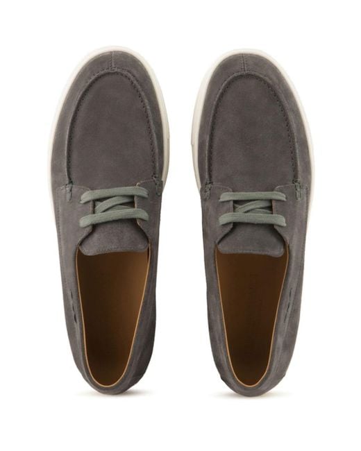 Emporio Armani Gray Crust Leather Lace-up Shoes for men