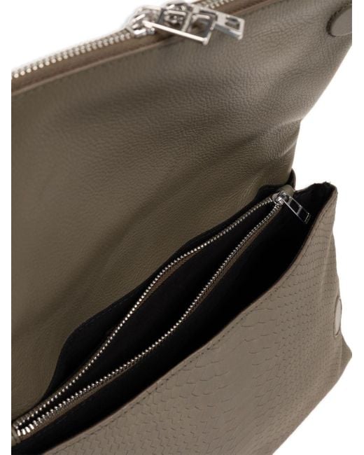 Zadig & Voltaire Gray Snakeskin Leather Shoulder Bag