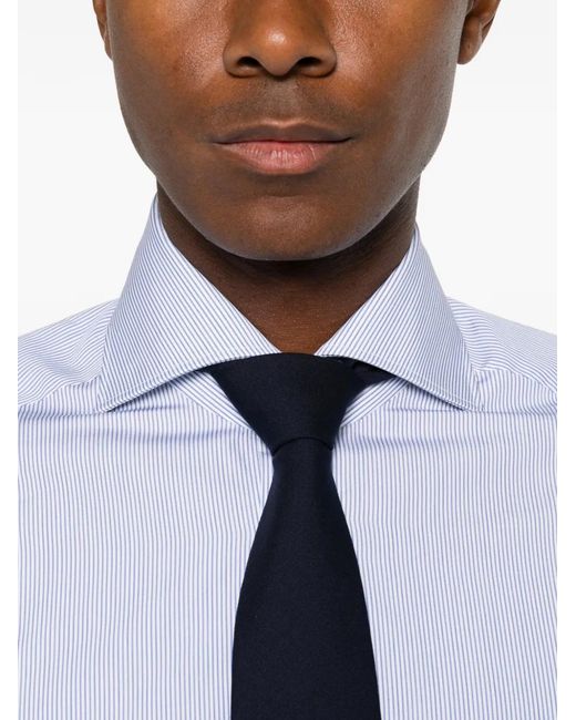Kiton White Striped Cotton Shirt for men