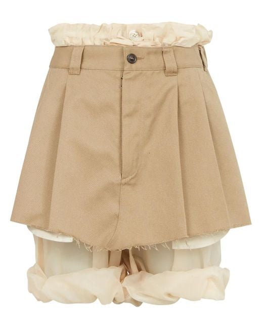 Maison Margiela Natural Cotton Blend Layered Skort