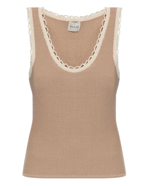 Posse Natural Willow Crochet-Trim Top