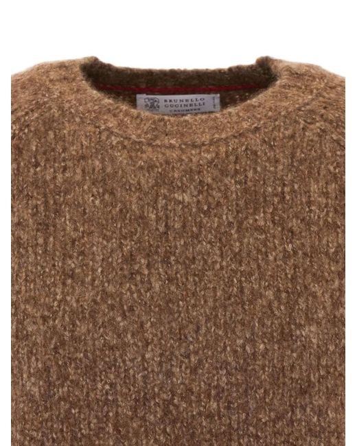 Brunello Cucinelli Brown Crew-Neck Sweater for men