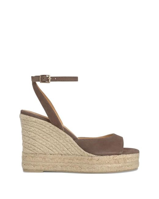 Castaner Natural Ankle-Strap Wedge Sandals