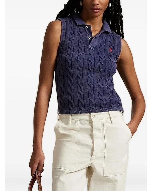 Polo Ralph Lauren Women's Blue Cable-Knit Vest - Main Image
