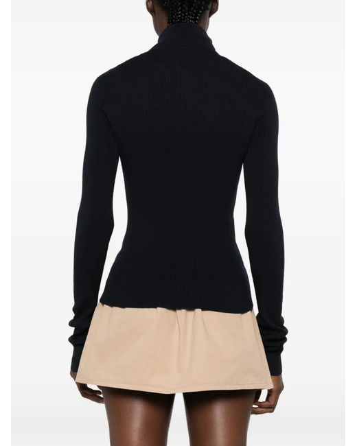 Miu Miu Black Logo-Embroidered Zip-Up Cardigan