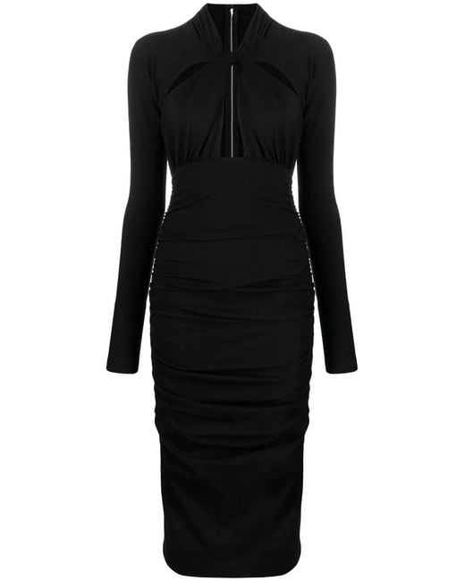 Dolce & Gabbana Black Cut-Out Draped Midi Dress