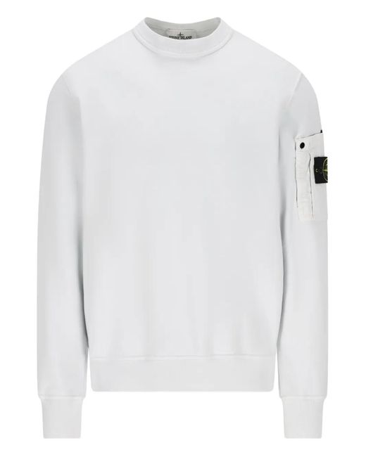 Stone Island メンズ ホワイト ポケットロゴスウェットシャツ