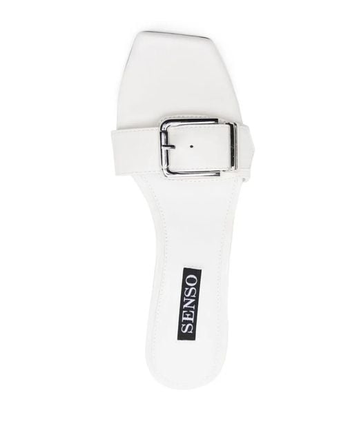 Senso White Tommie Buckle-Detail Sandals