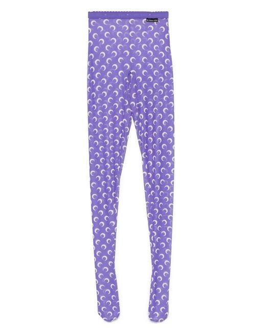 MARINE SERRE Purple Crescent Moon-Print Tights