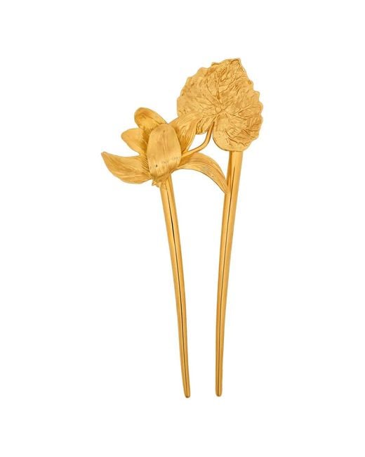 Oscar de la Renta Metallic Flower Leaf Hair Pins (Set Of Two)
