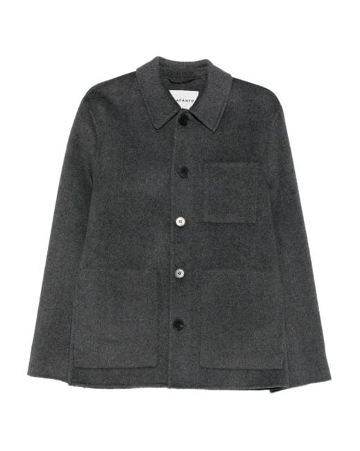 Amaranto Point-collar Shirt Jacket in Black for Men | Lyst UK