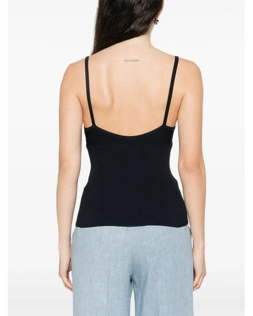 P.A.R.O.S.H. Black V-Neck Knit Top