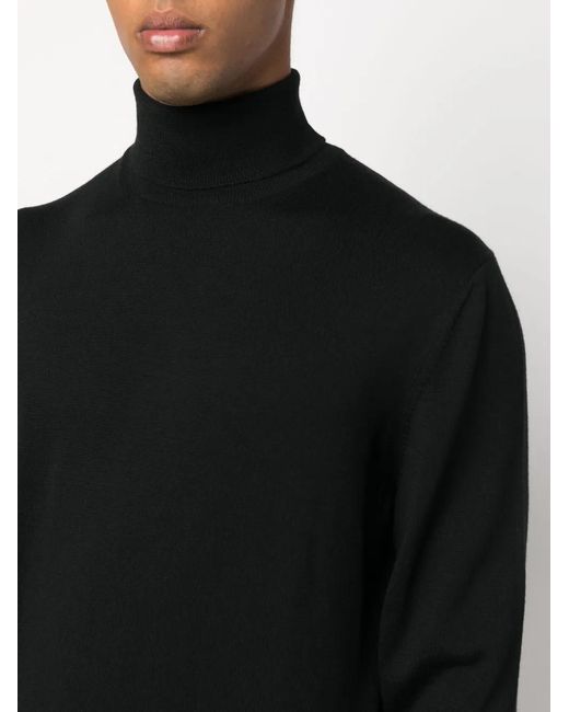 Fileria Black Roll-Neck Virgin-Wool Jumper