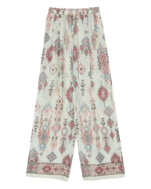 Pantalones de ramio con estampado geométrico Ermanno Scervino de color White