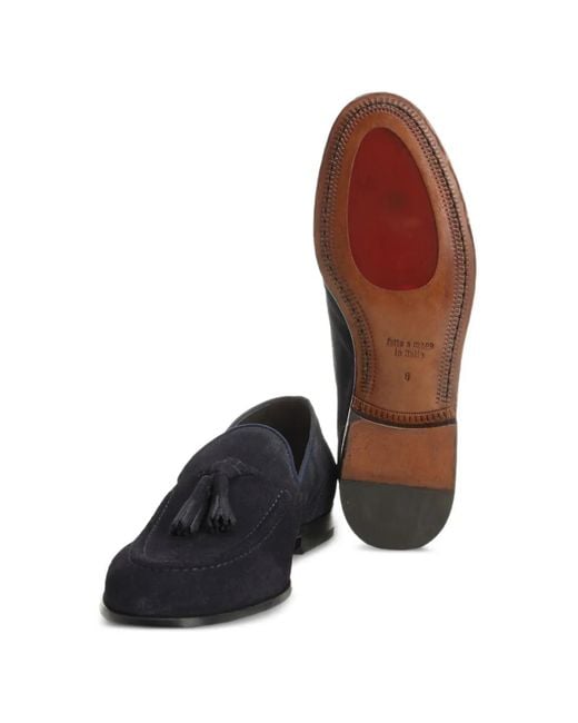 Al Duca D'aosta Blue Tassel-Detail Suede Loafers for men