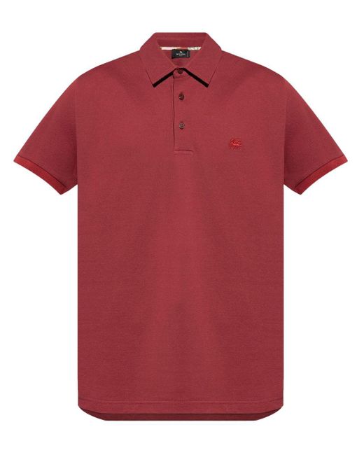 Etro Red Short-sleeve Polo for men