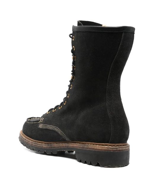 Visvim Black Lace-Up Leather Boots for men