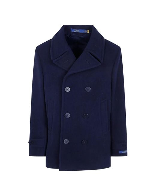 Polo Ralph Lauren Blue Double-Breasted Peacoat for men