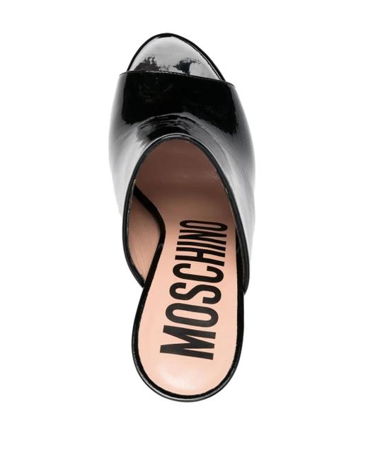 Moschino Black 110Mm Embossed-Logo Wedge Sandals