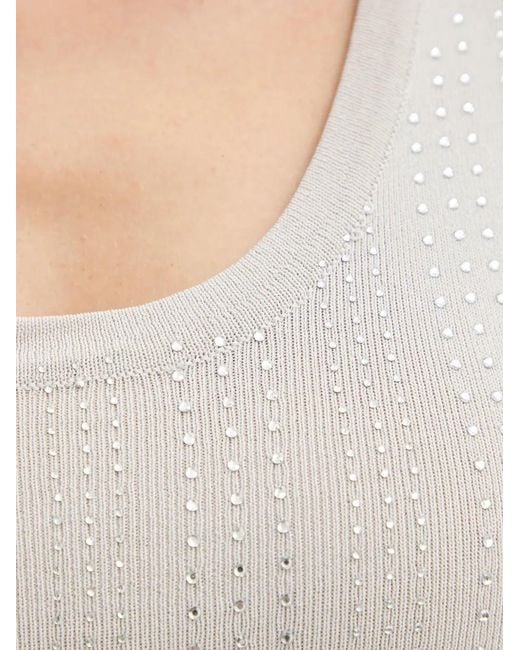 Fracomina White Embellished Knitted Tank Top
