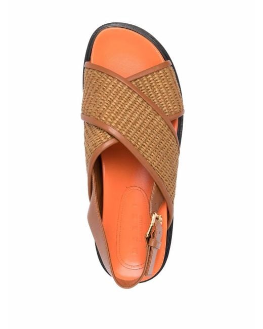 Marni Fussbett Raffia Sandalen in het Brown
