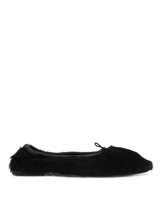 Hereu Black Faux-Shearling Balleria Shoes