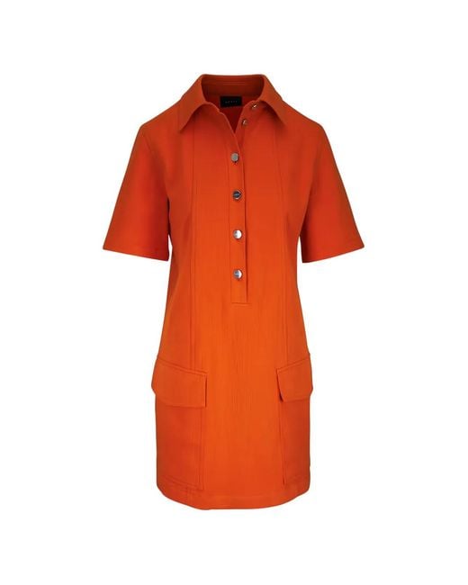 Akris Orange Short-Sleeve Mini Dress