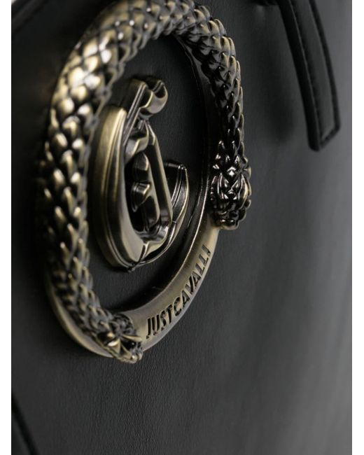 Just Cavalli Black Logo-plaque Tote Bag
