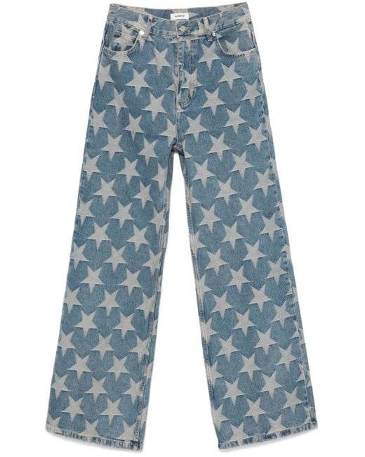 Sandro Blue Star-Pattern Jeans