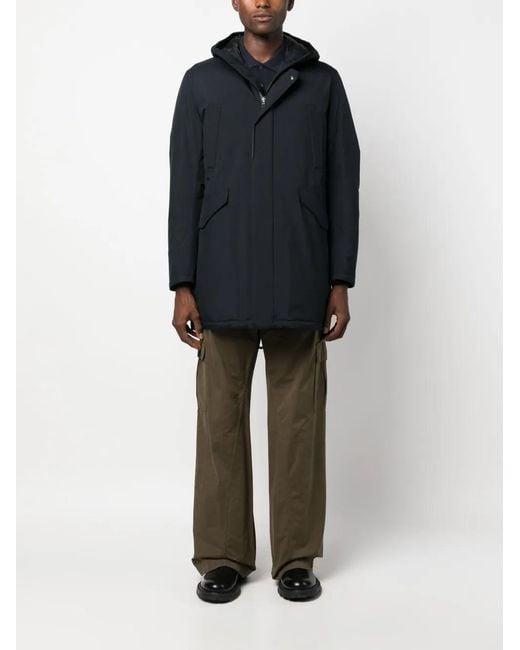 Herno Blue Flap-Pockets Hooded Jacket for men