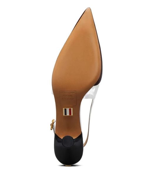 Thom Browne White Soft Spazzolato Shiny Calf Wingtip Slingback Pumps 50Mm