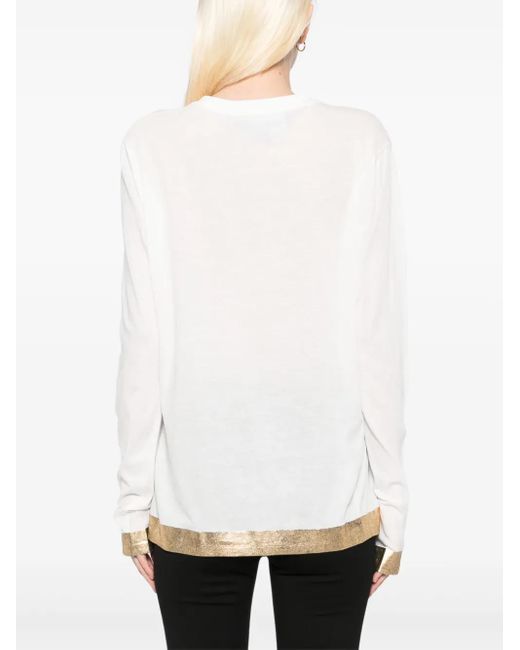 Cynthia Rowley White Long-Sleeved T-Shirt