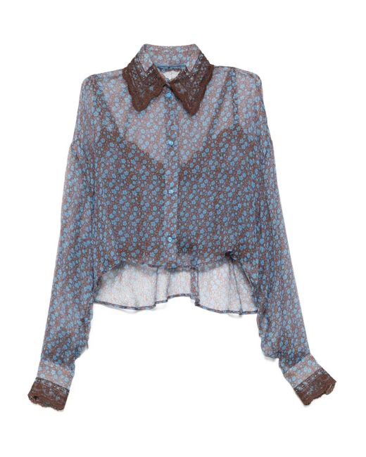 Ermanno Scervino Chiffon Shirt Blue