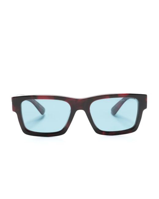 Prada Blue Tortoiseshell-Effect Rectangle-Frame Sunglasses for men