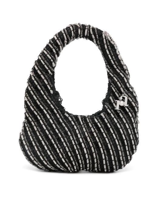 Rosantica Black Crystal Diagonal Stripe Tote