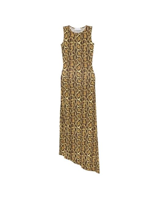 MARINE SERRE Metallic Snake-Print Asymmetric Dress