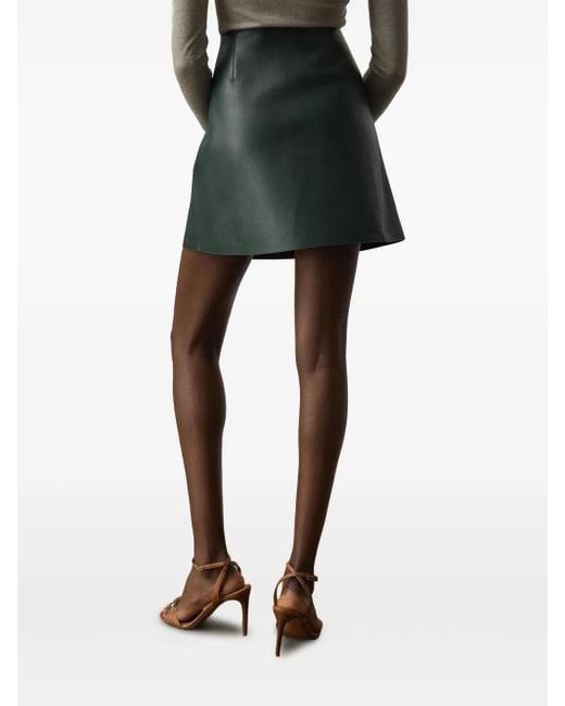 Ralph Lauren Green Double-Buckle Leather Miniskirt