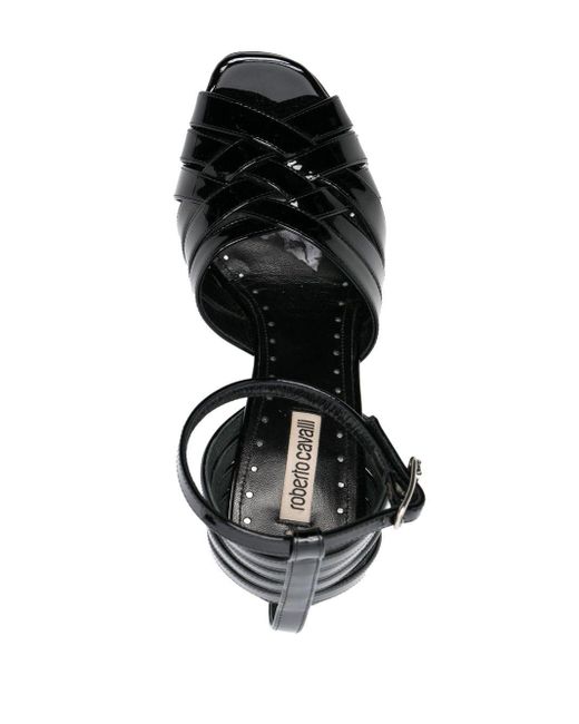 Roberto Cavalli Black Caged Patent-leather Pumps