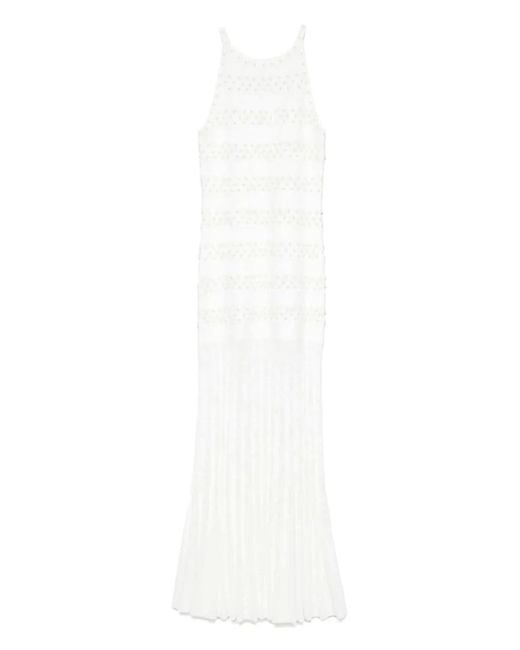 Sandro White Maxikleid Mit Perlen