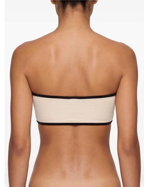 Totême Natural Stripe Edge Strapless Bikini Top Light Hay