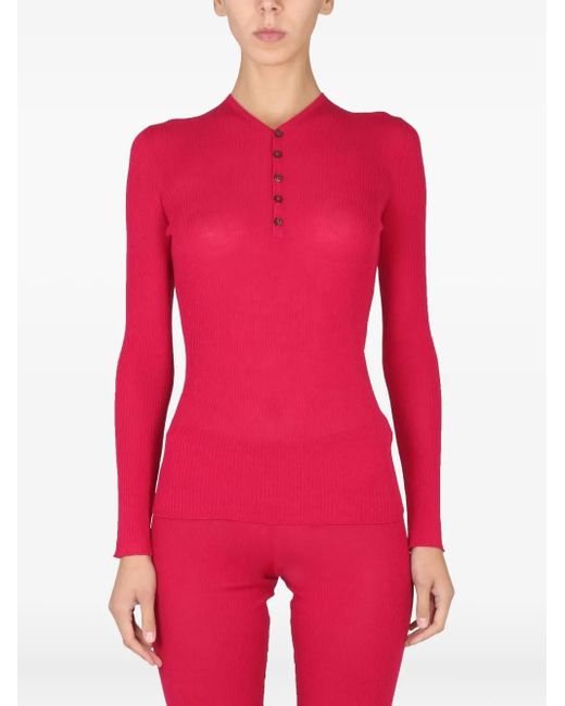 DSquared² Red Button Ribbed Sweater