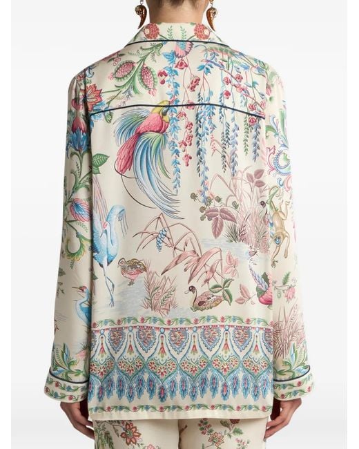 Etro White Printed Bowling Neck Shirt