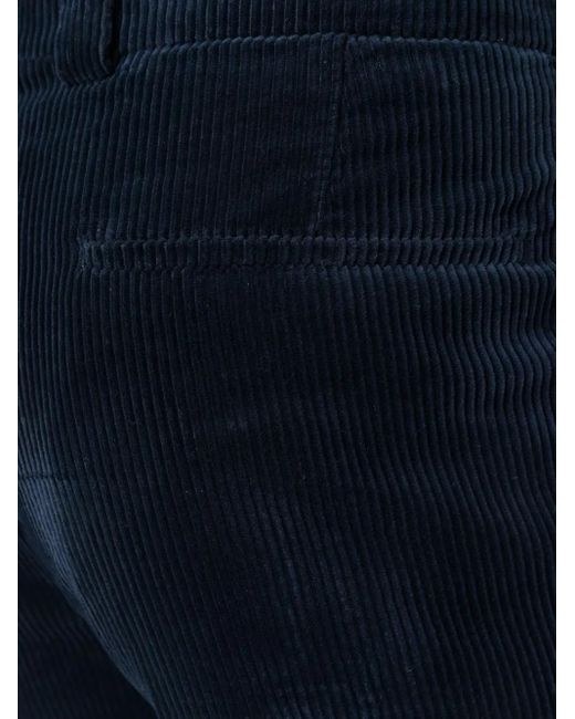 Brunello Cucinelli Blue Corduroy Straight-Leg Trousers for men