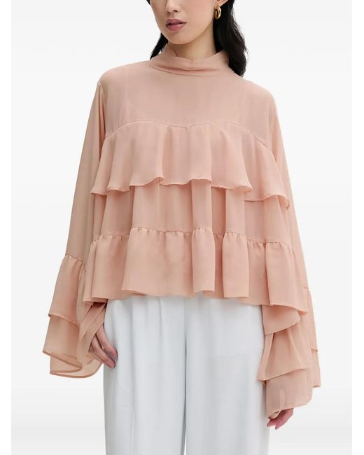 Gestuz Pink Gzchiffany High-Neck Blouse