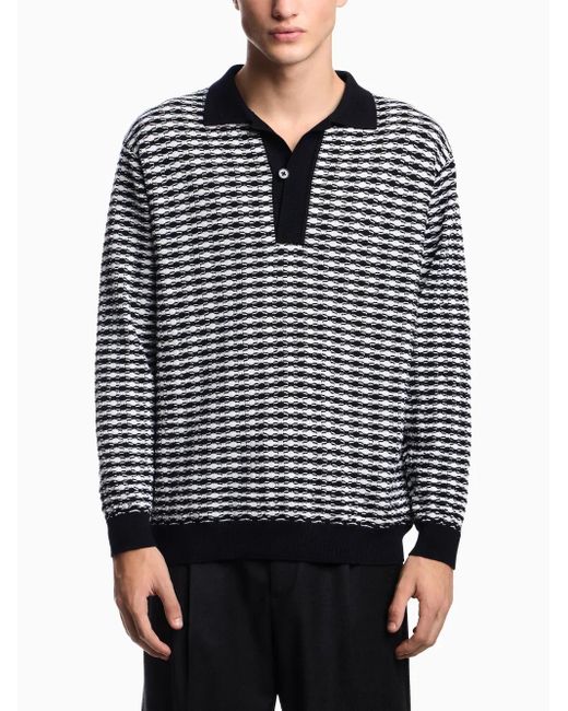 Emporio Armani Blue Wool Polo Shirt for men