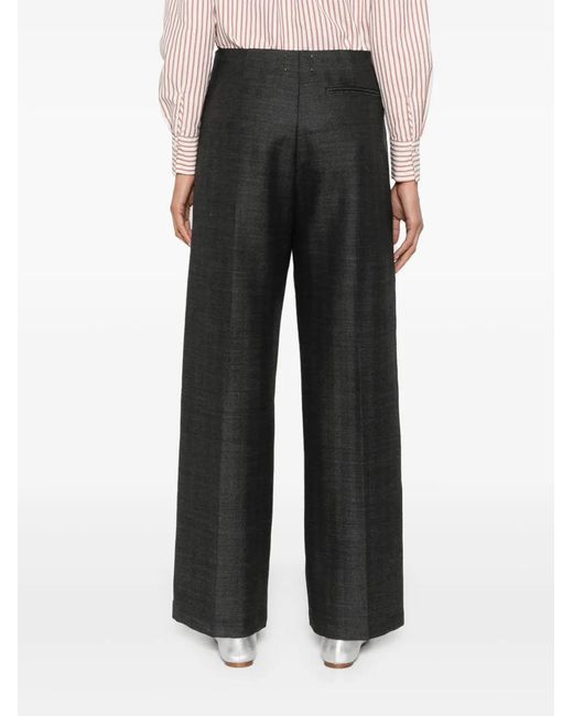 Forte_forte Black Herringbone Wool Tailored Trousers