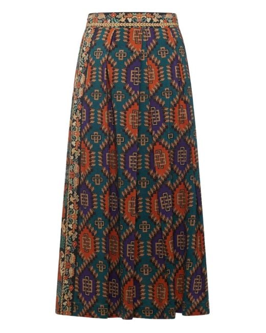 Pierre Louis Mascia Green Virgin Wool Pleated Skirt